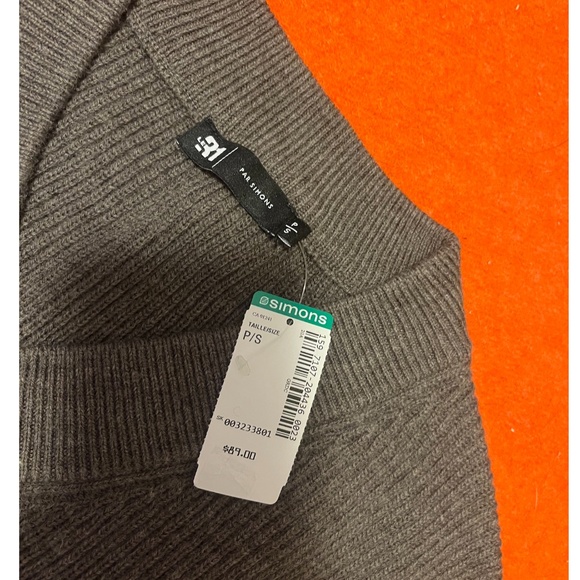 Light brown merino wool V-neck ribbed Grandpa chic vest NWT - Picture 3 of 5